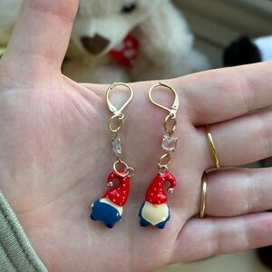 Cottagecore gnome handmade earrings gold plated